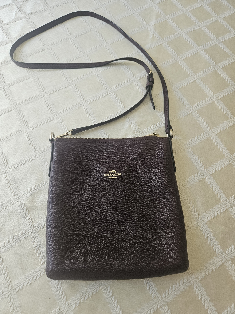 COACH Leather Crossbody Bag in Merlot With Gold Hardware/Accents